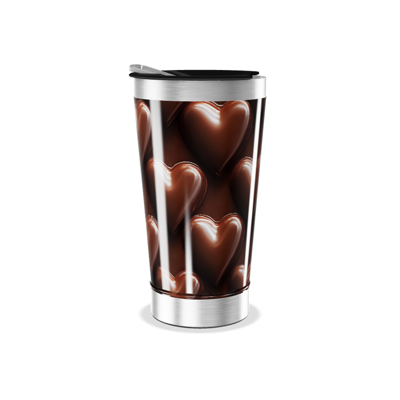 Copo Térmico - Corações Chocolate Aço Inox