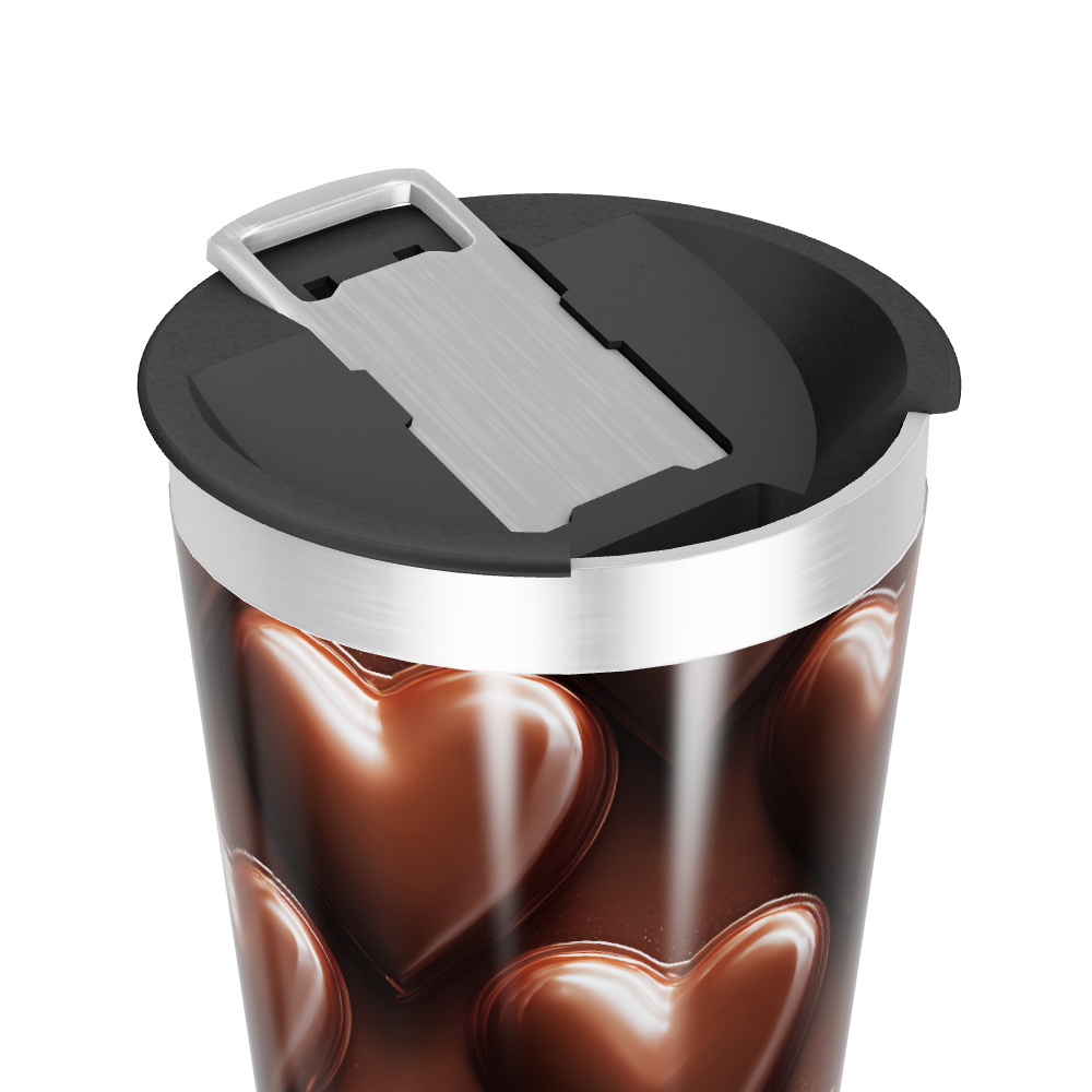 Copo Térmico - Corações Chocolate Aço Inox