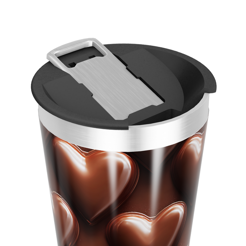 Copo Térmico - Corações Chocolate Aço Inox