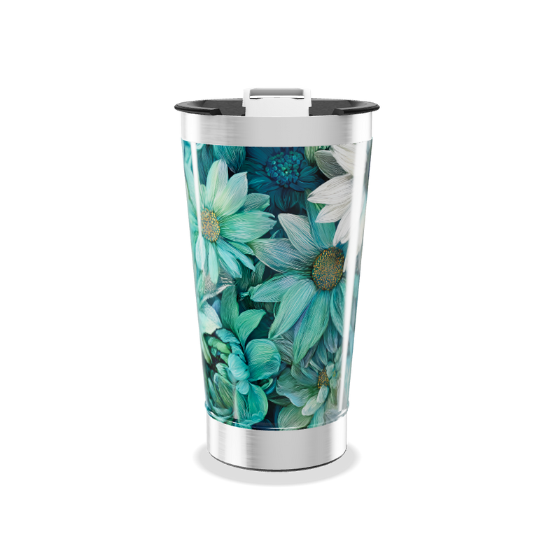 Copo Térmico - Floral Verde Azul