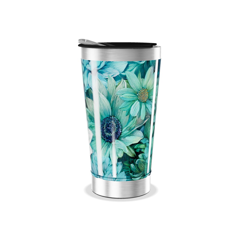 Copo Térmico - Floral Verde Azul