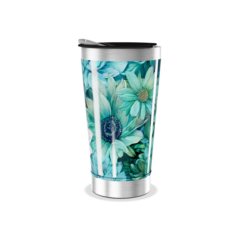 Copo Térmico - Floral Verde Azul
