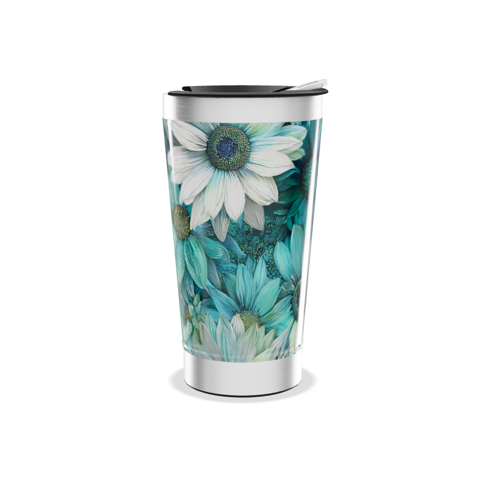 Copo Térmico - Floral Verde Azul