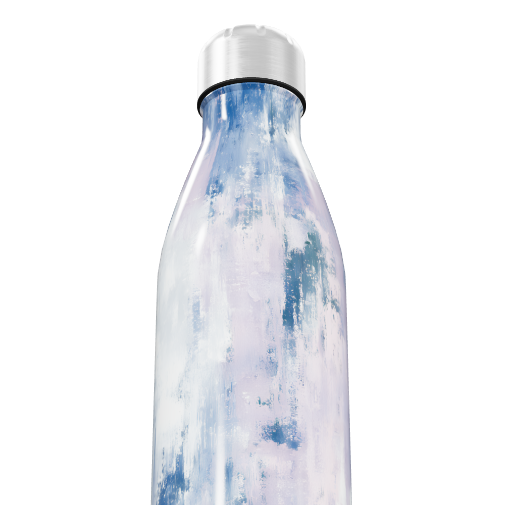 Garrafa Inox Pintura Azul e Rosa