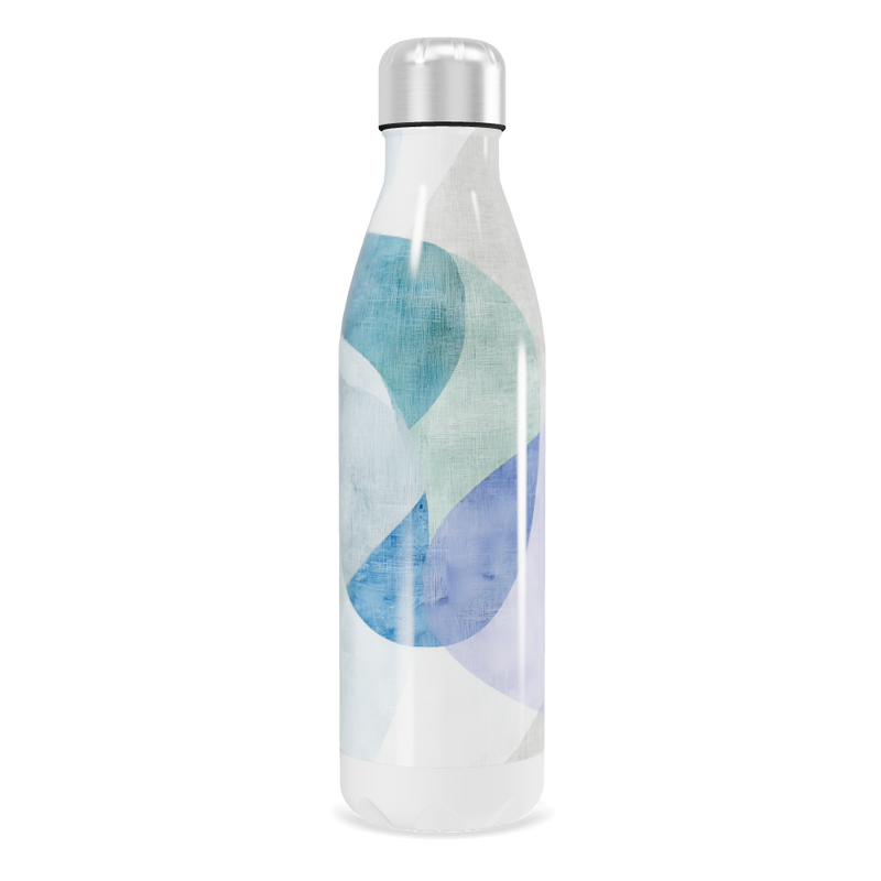 Garrafa Inox Azul com Estampa Abstrata