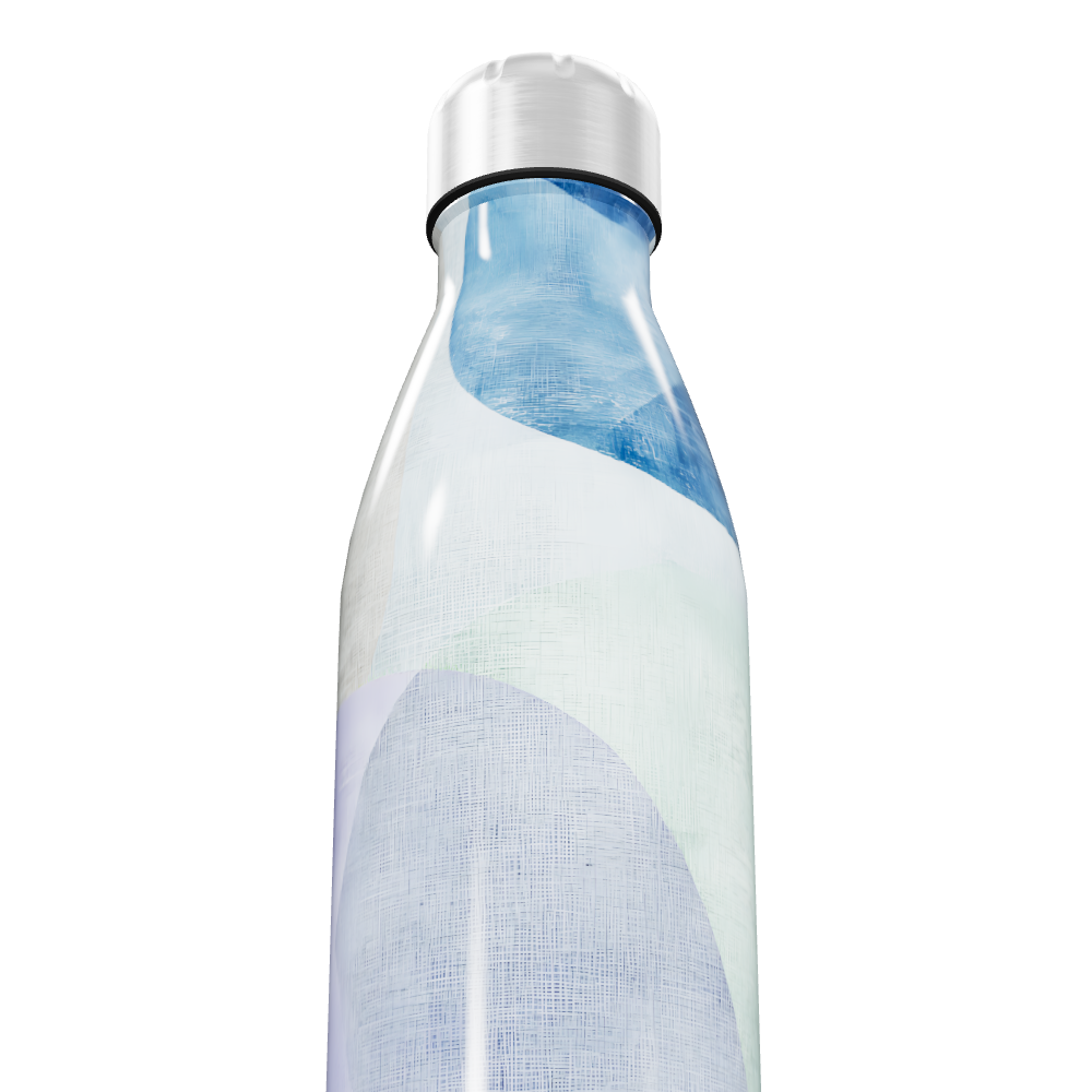 Garrafa Inox Azul com Estampa Abstrata