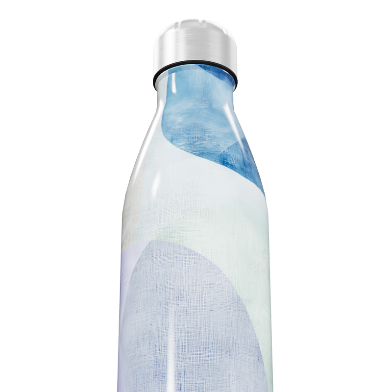 Garrafa Inox Azul com Estampa Abstrata