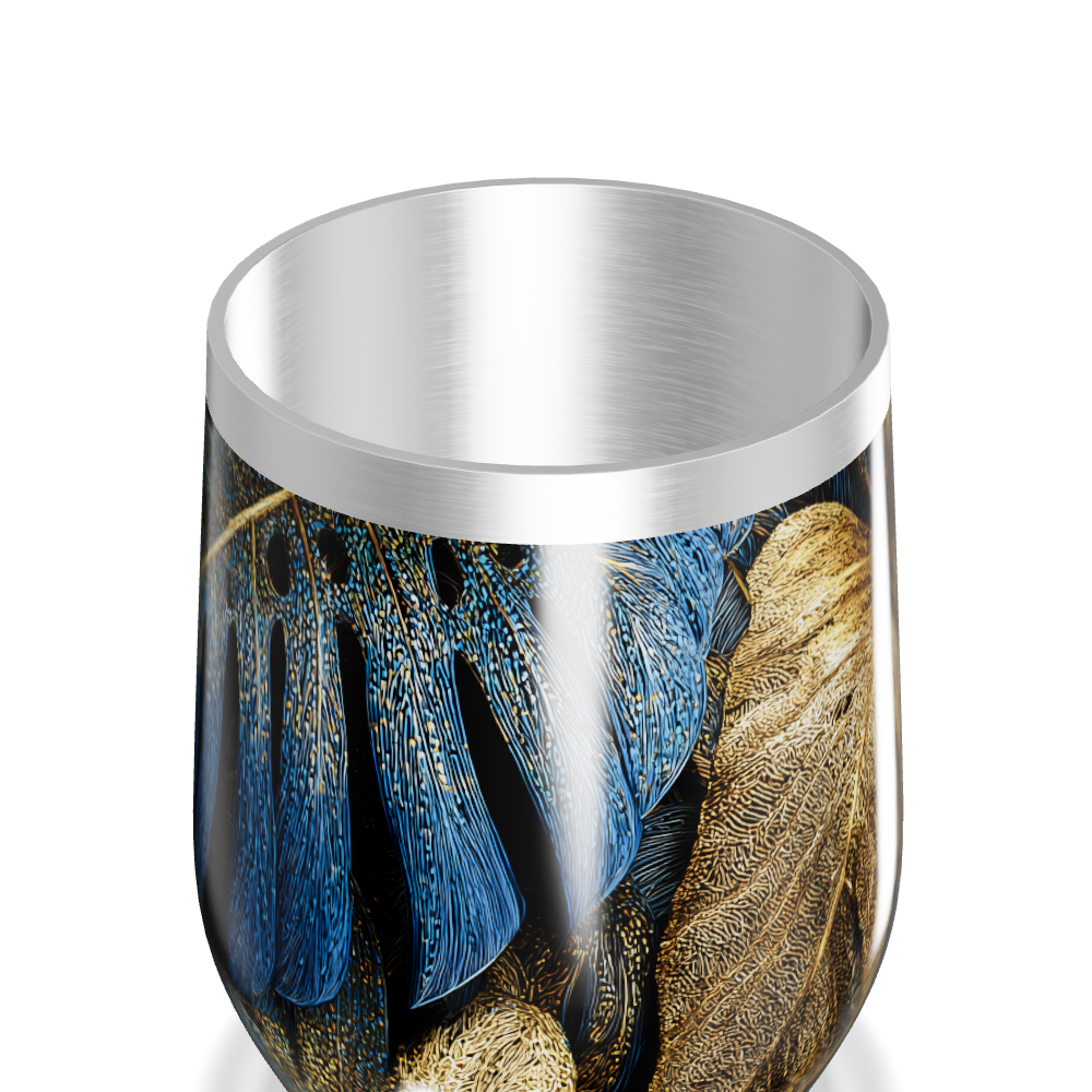 Copo Térmico Slim - Folhas Ouro Azul