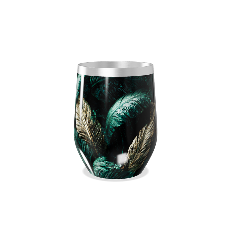 Copo Térmico Slim - Folhas Verde e Dourado