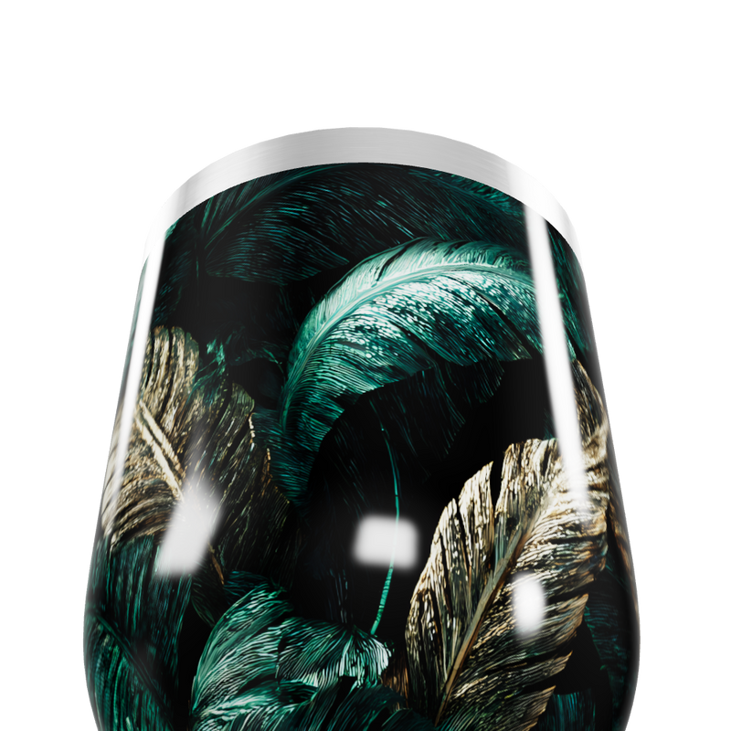 Copo Térmico Slim - Folhas Verde e Dourado