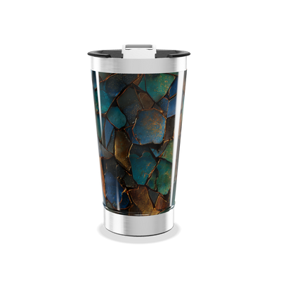 Copo Térmico - Azul com Estampa de Pedras