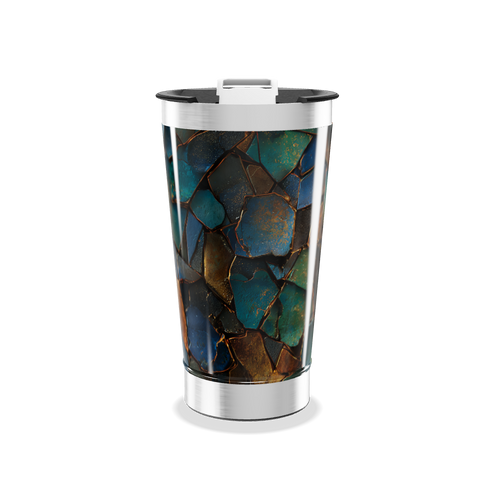 Copo Térmico - Azul com Estampa de Pedras