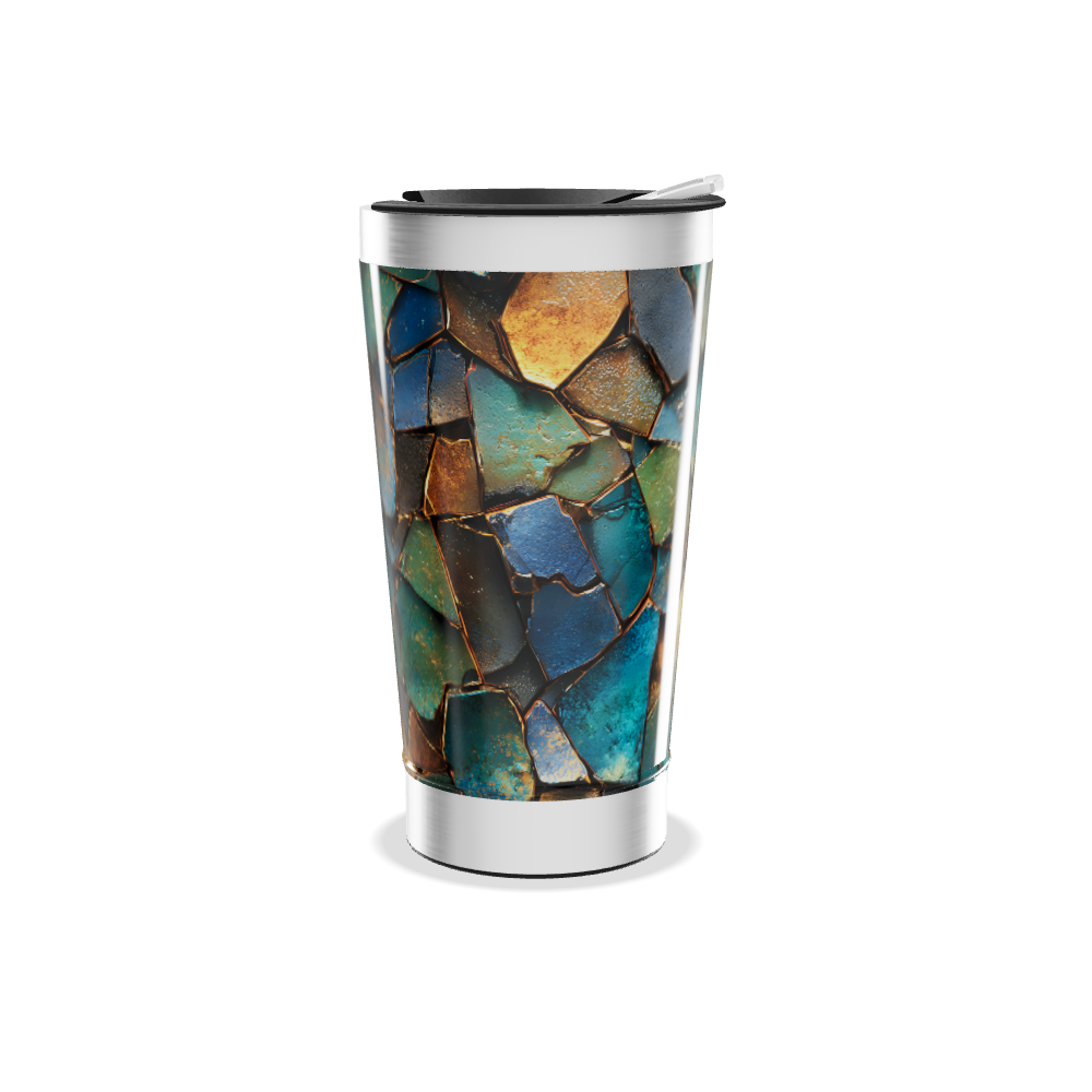 Copo Térmico - Azul com Estampa de Pedras