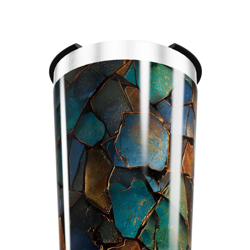 Copo Térmico - Azul com Estampa de Pedras