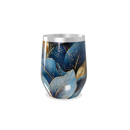 Copo Térmico Slim - Azul Folhas Douradas