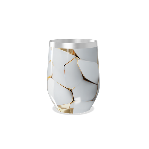 Copo Térmico Slim - Branco com Detalhes Dourados