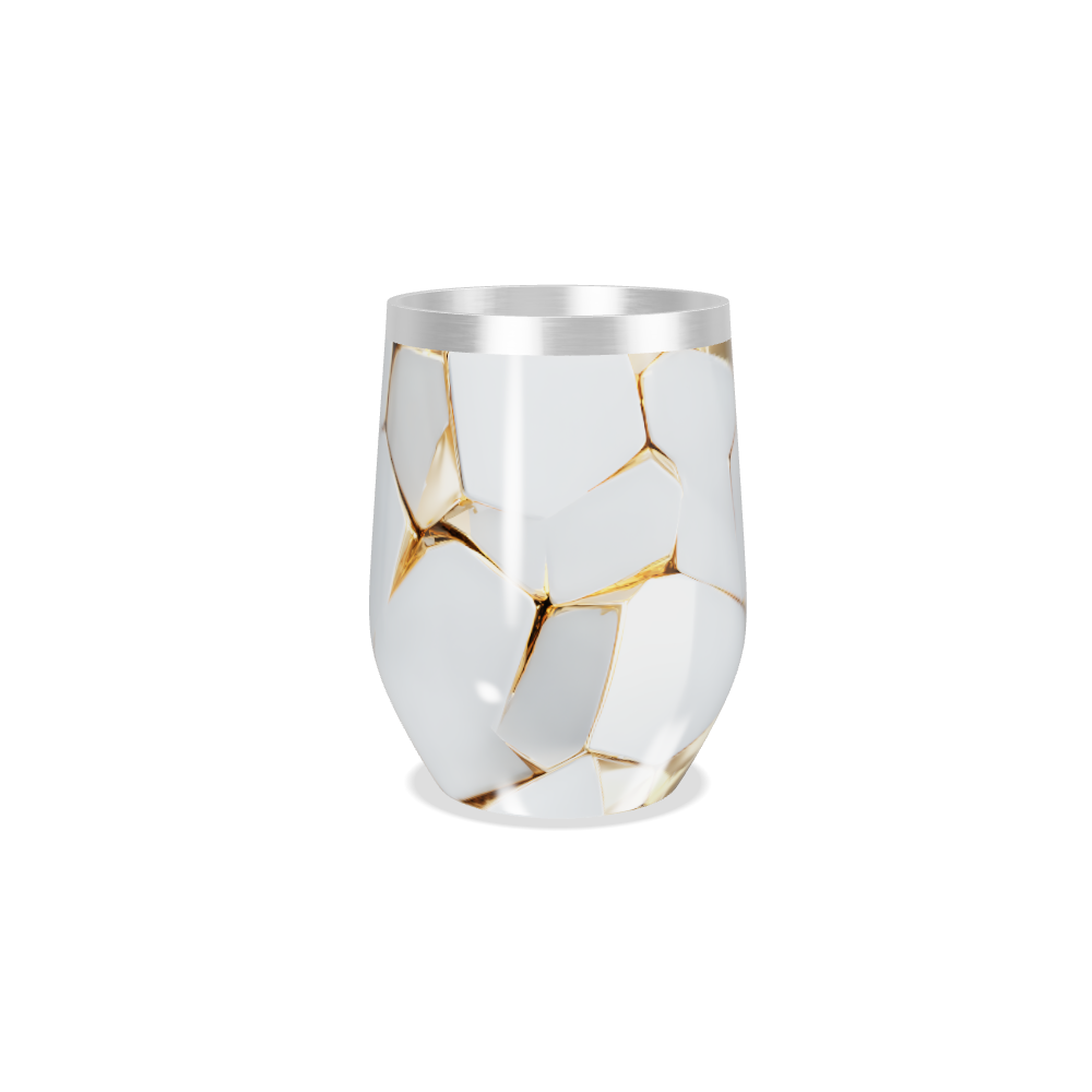 Copo Térmico Slim - Branco com Detalhes Dourados