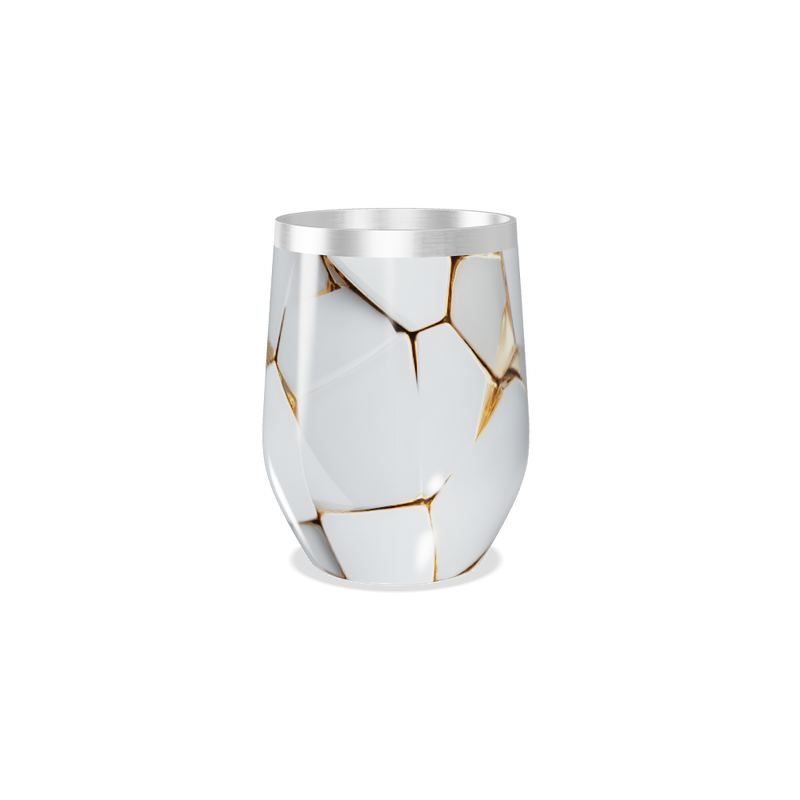 Copo Térmico Slim - Branco com Detalhes Dourados