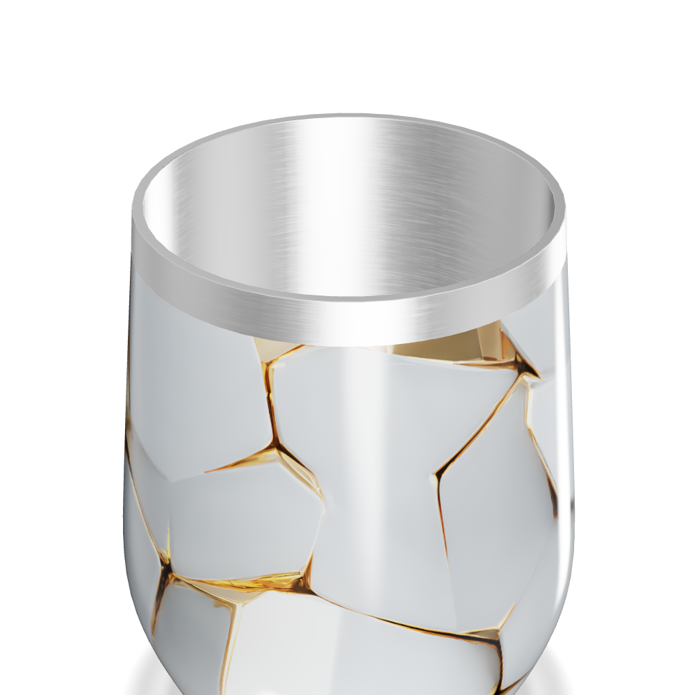 Copo Térmico Slim - Branco com Detalhes Dourados