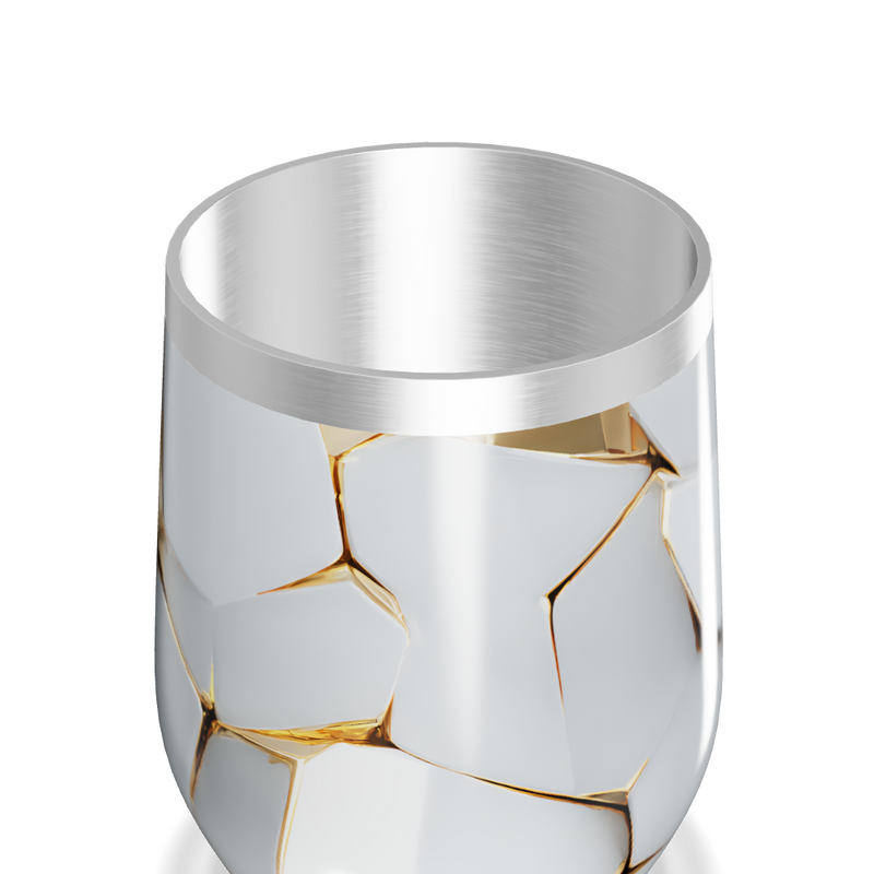 Copo Térmico Slim - Branco com Detalhes Dourados