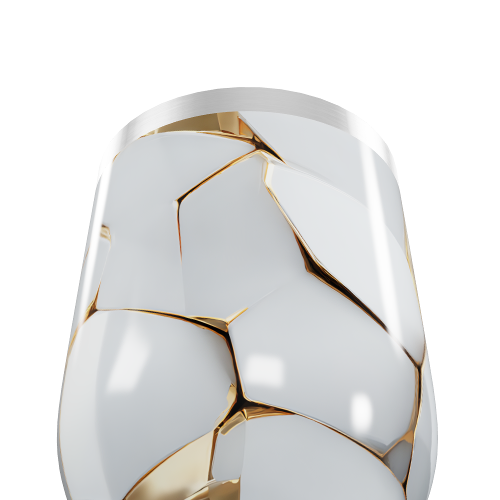 Copo Térmico Slim - Branco com Detalhes Dourados