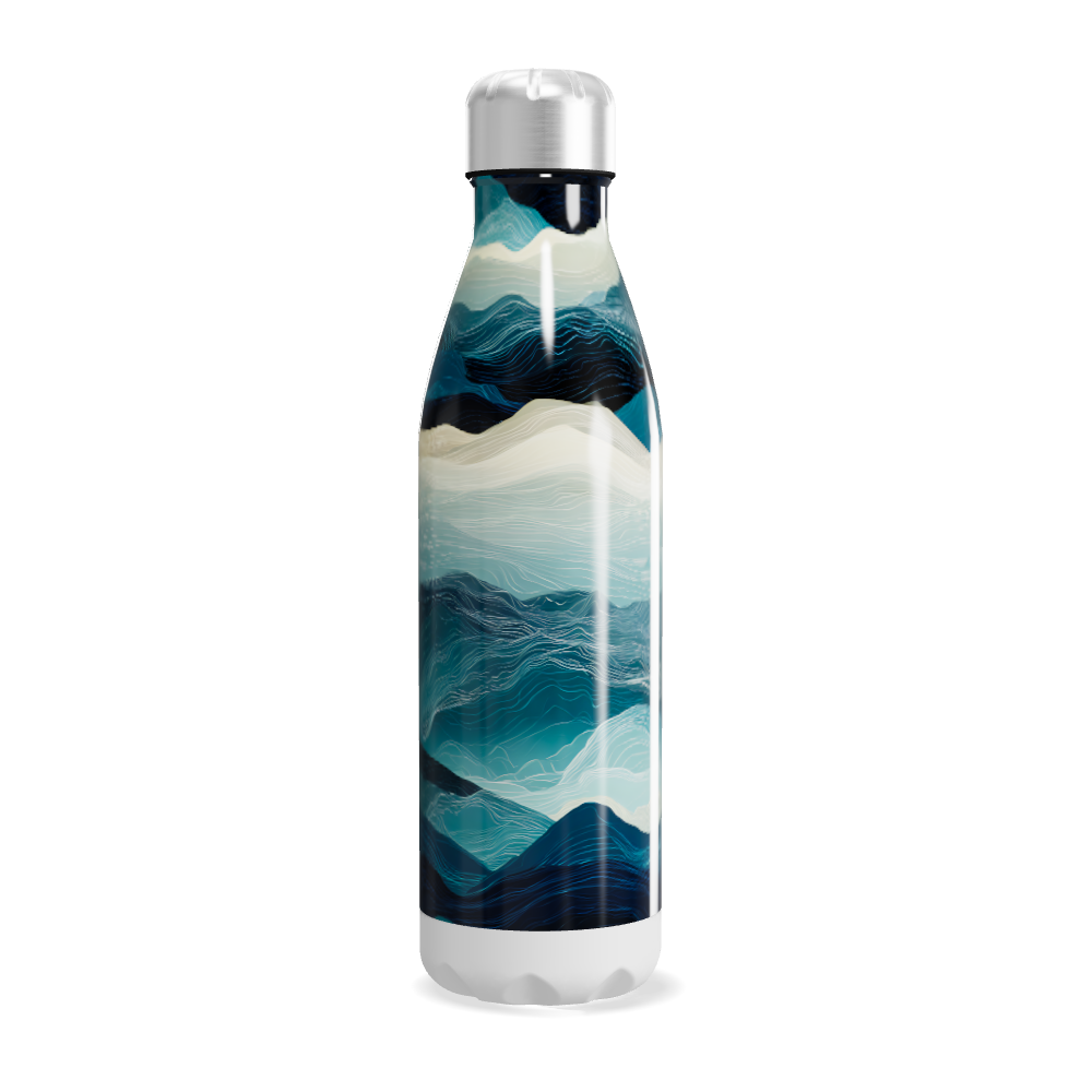 Garrafa Inox - Estampa Ondas Azul