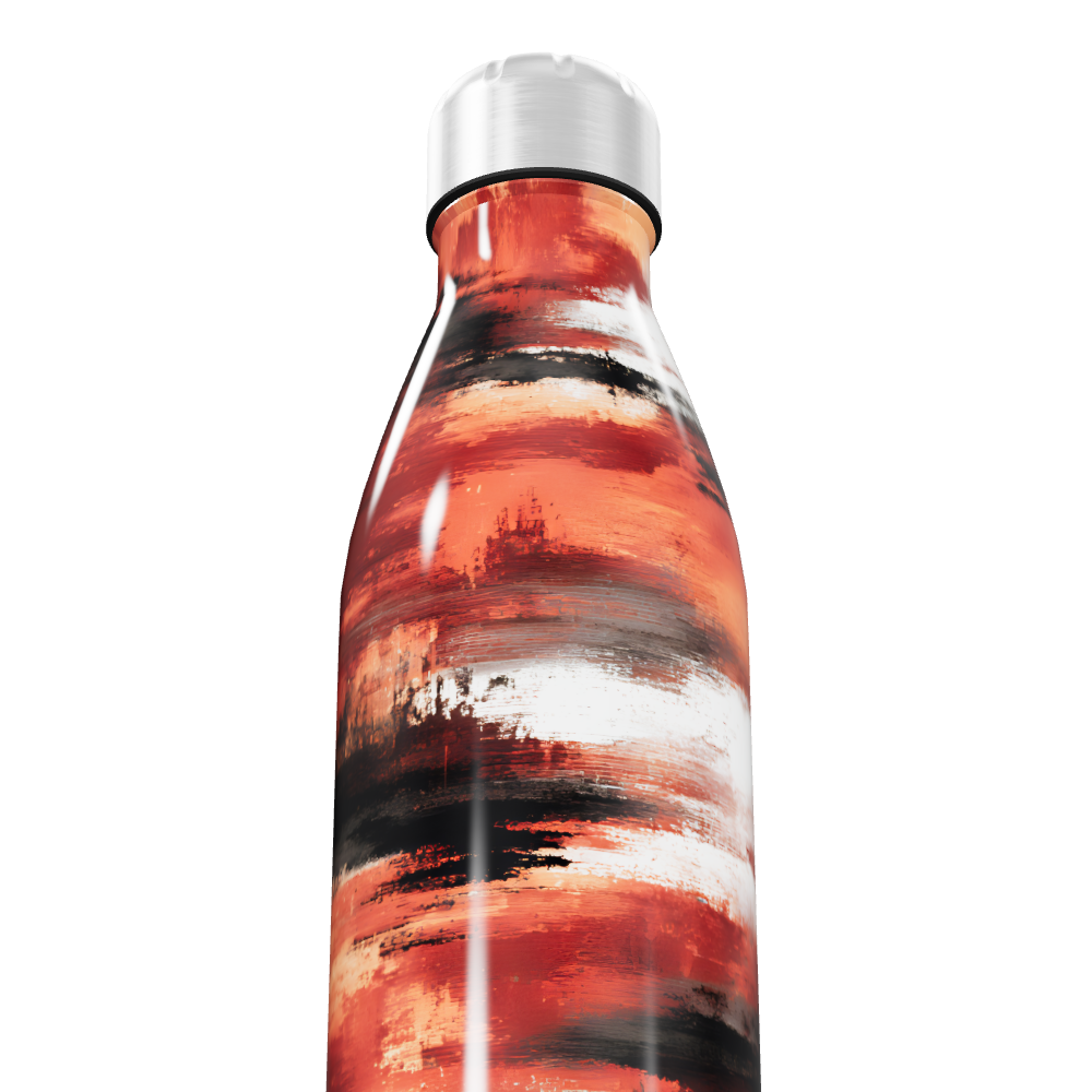 Garrafa Inox - Estampa Vermelha e Preta