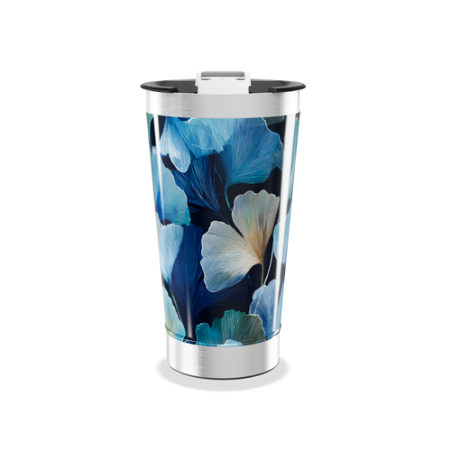 Copo Térmico - Floral Azul Inox