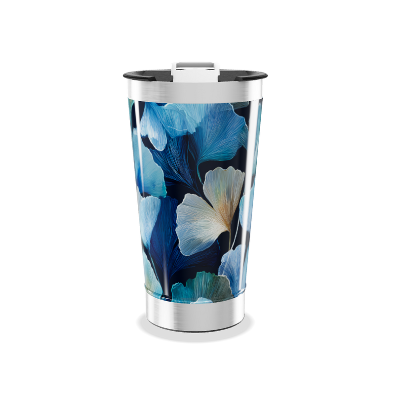 Copo Térmico - Floral Azul Inox