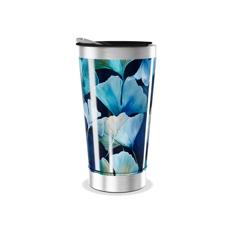 Copo Térmico - Floral Azul Inox