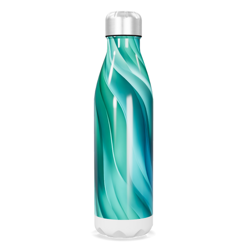 Garrafa Inox - Azul Turquesa Ondulada