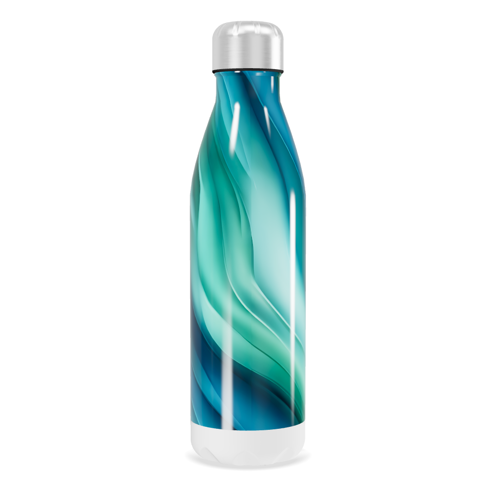 Garrafa Inox - Azul Turquesa Ondulada