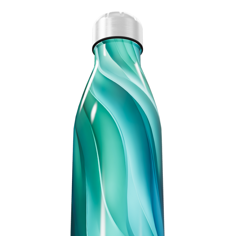 Garrafa Inox - Azul Turquesa Ondulada