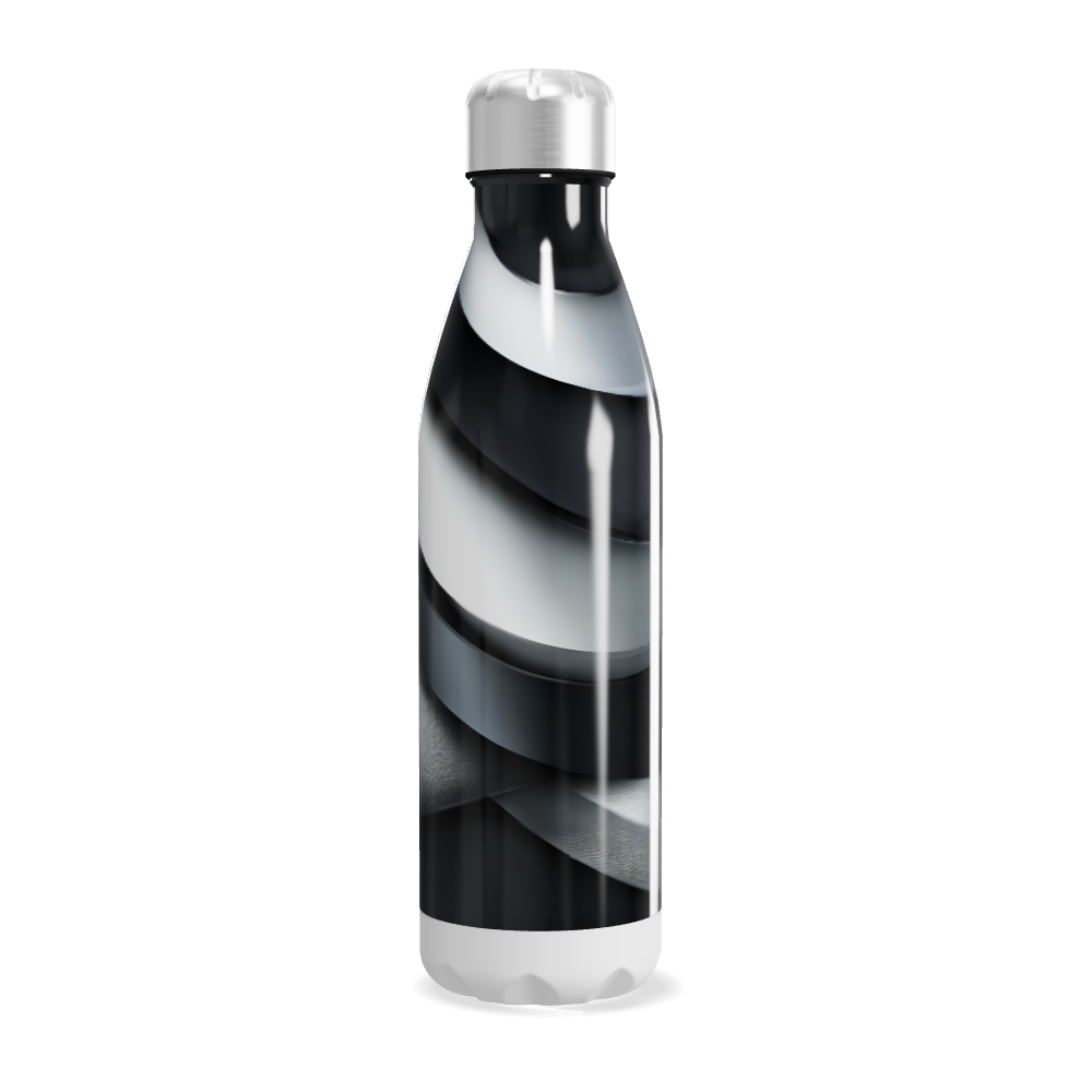 Garrafa Inox - Preto e Prata Espiral