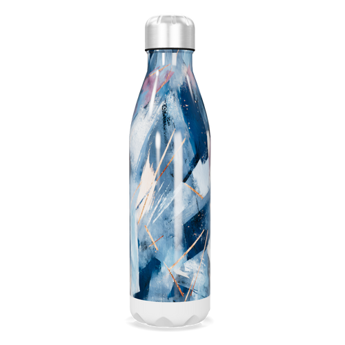 Garrafa Inox Estampada Azul Abstrata