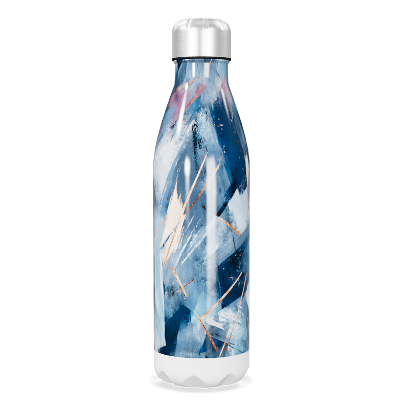 Garrafa Inox Estampada Azul Abstrata