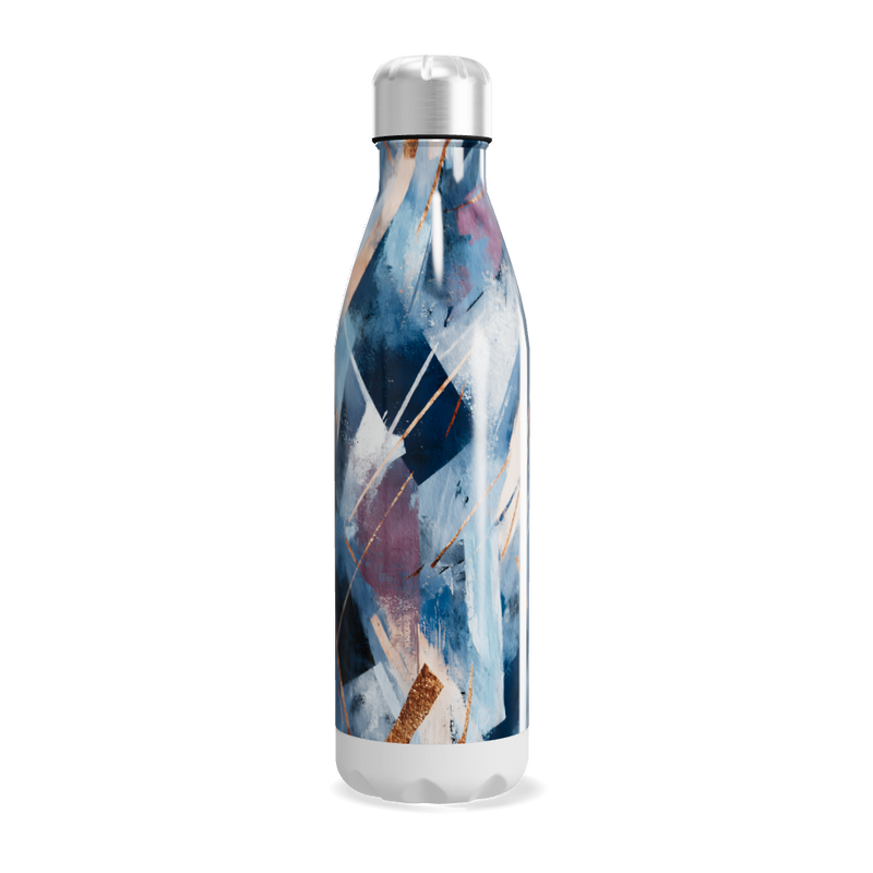 Garrafa Inox Estampada Azul Abstrata
