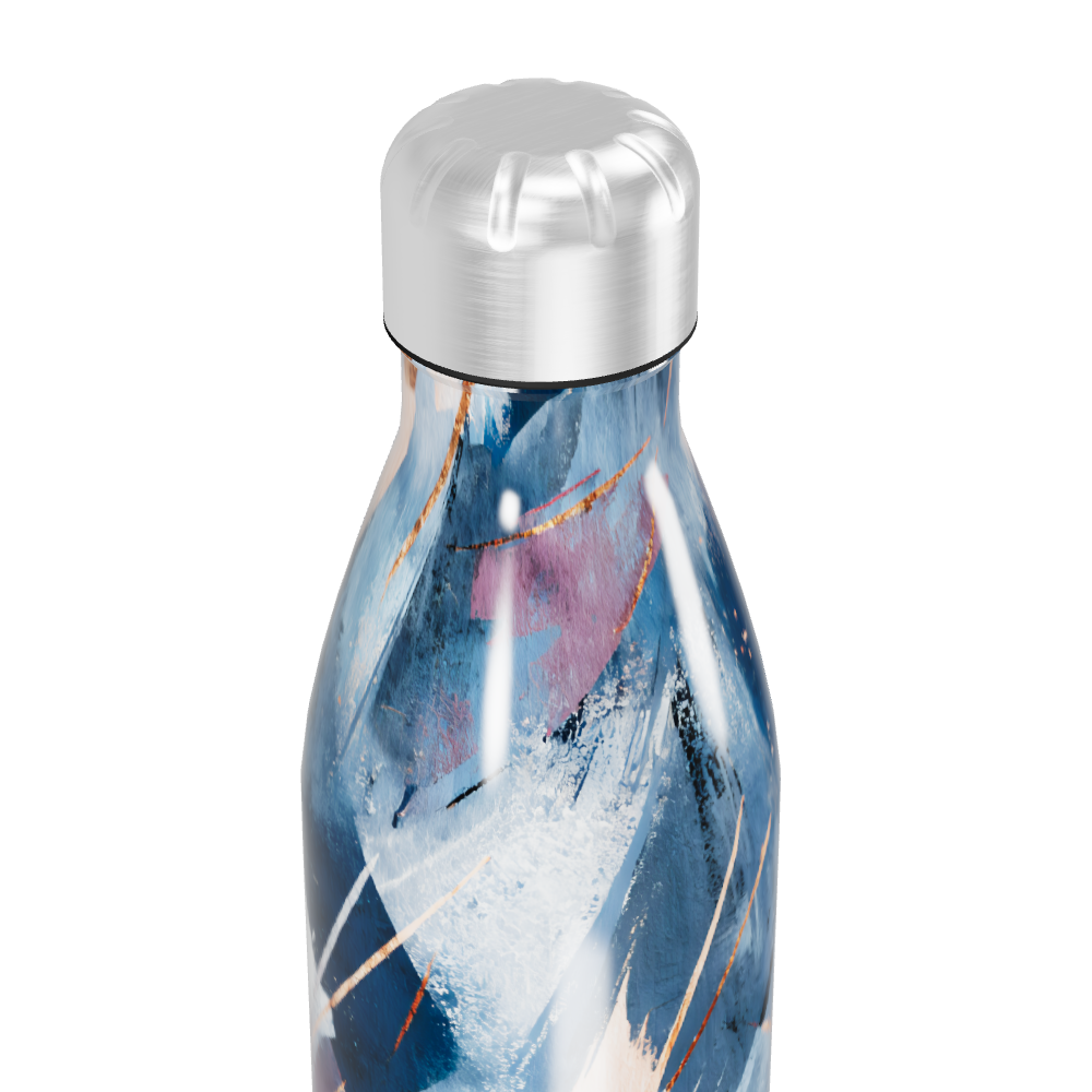 Garrafa Inox Estampada Azul Abstrata