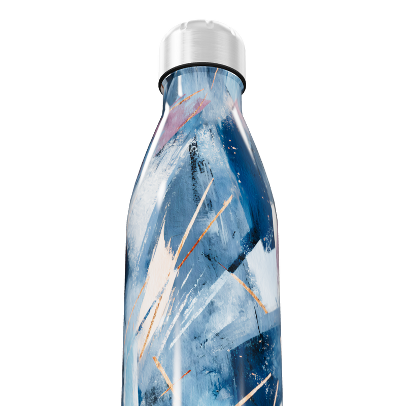 Garrafa Inox Estampada Azul Abstrata