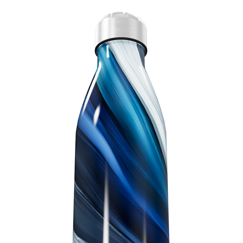 Garrafa Inox Azul - Estampa Ondulada