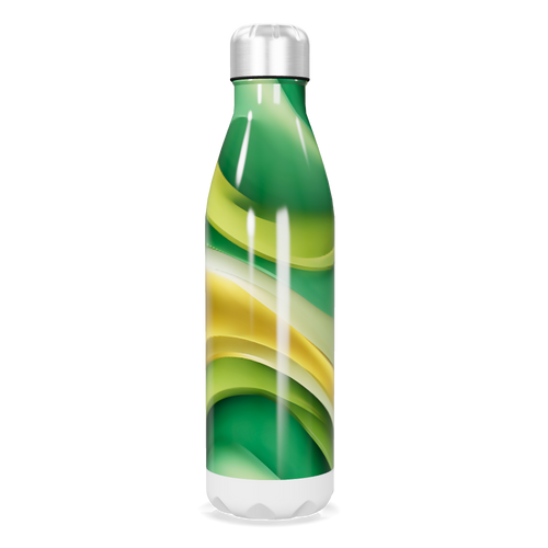 Garrafa Inox - Verde e Amarela Estampada