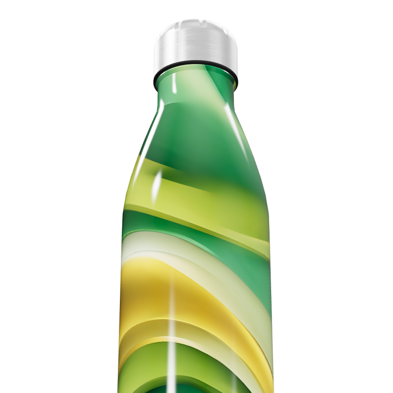 Garrafa Inox - Verde e Amarela Estampada