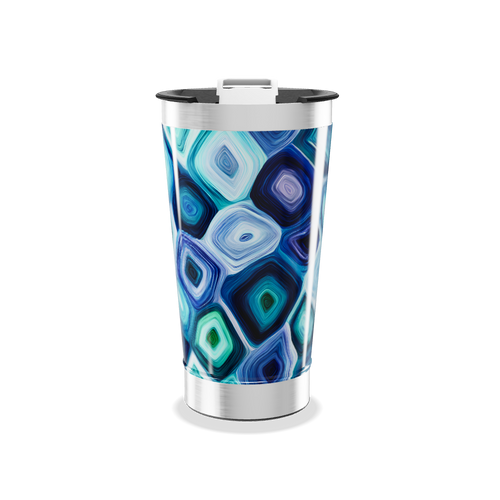 Copo Térmico - Estampa Geométrica Azul