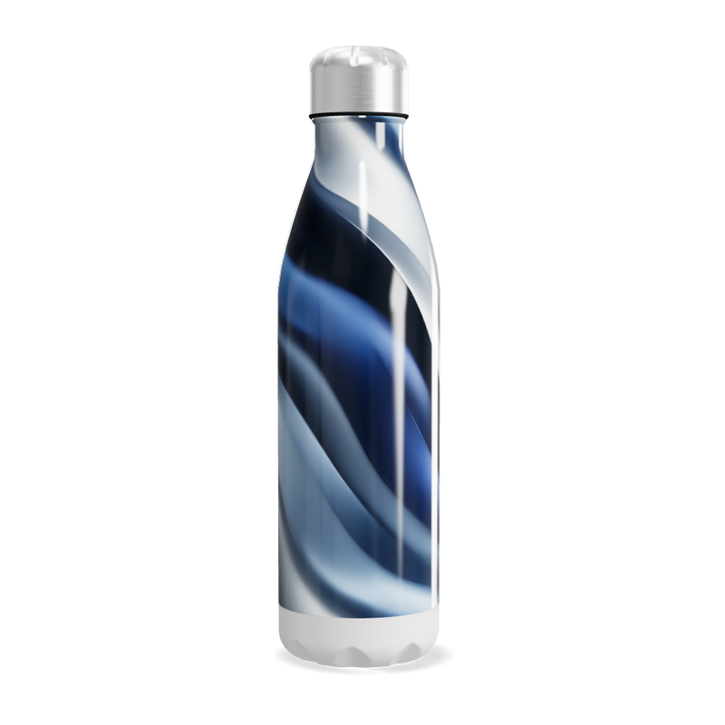 Garrafa Inox Azul - Com Estampa Ondulada