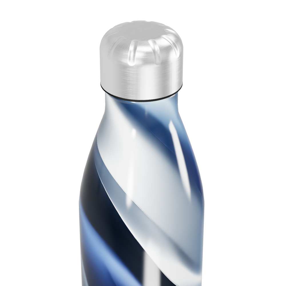 Garrafa Inox Azul - Com Estampa Ondulada