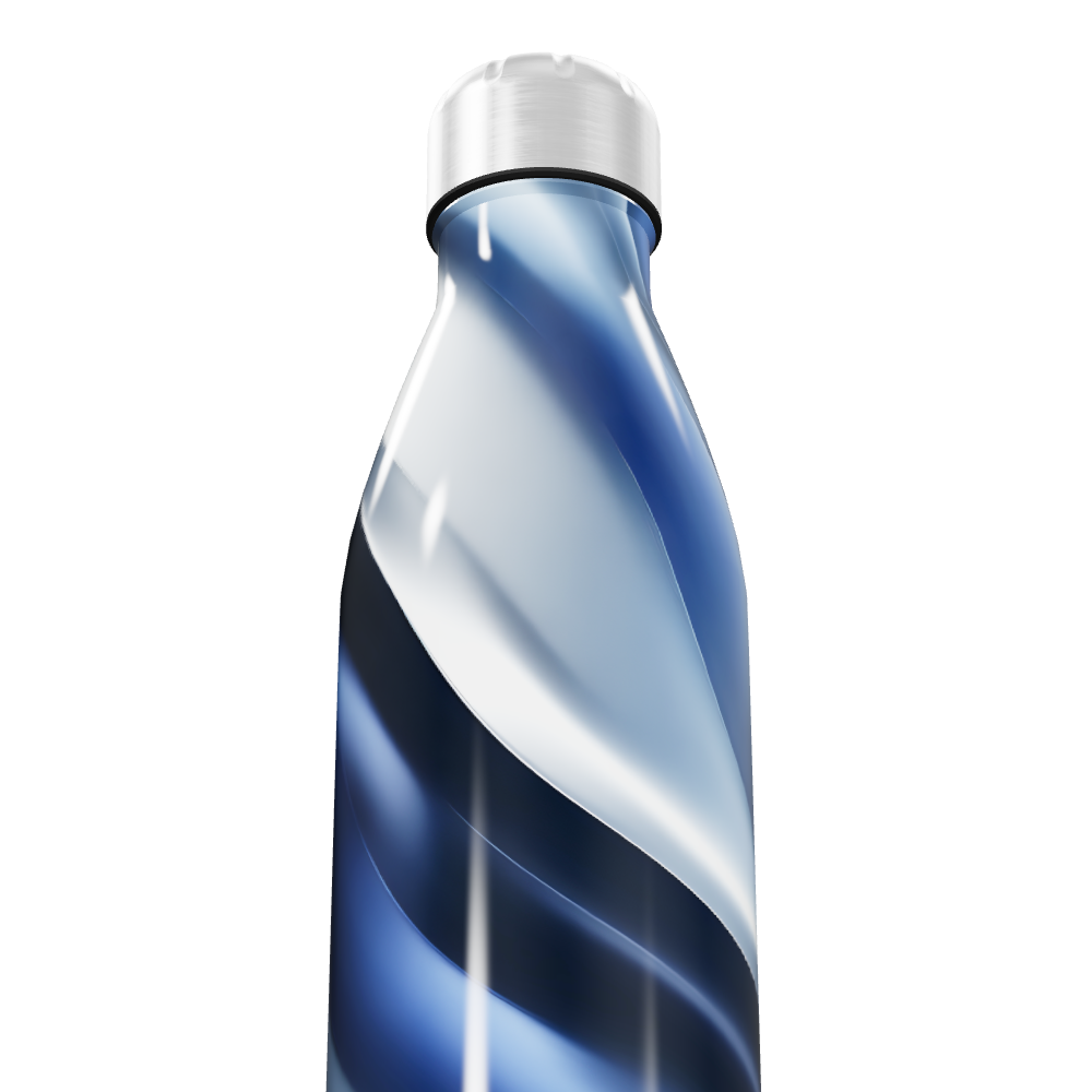 Garrafa Inox Azul - Com Estampa Ondulada