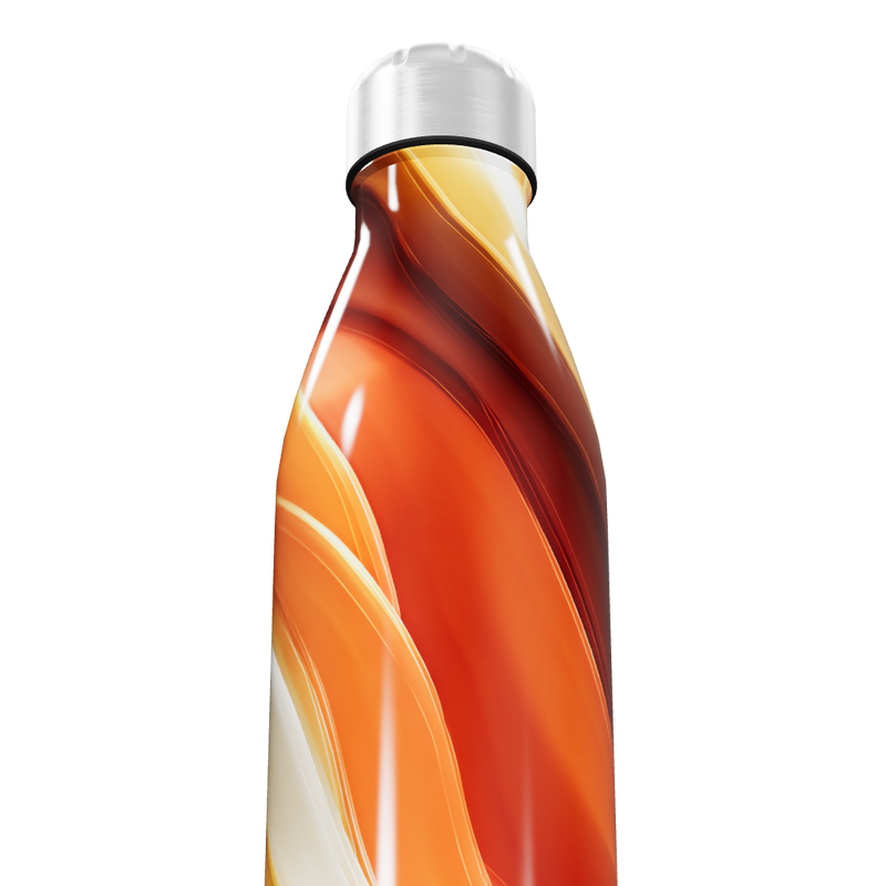 Garrafa Inox - Estampa Laranja e Branca