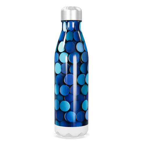 Garrafa Inox - Azul com Bolinhas