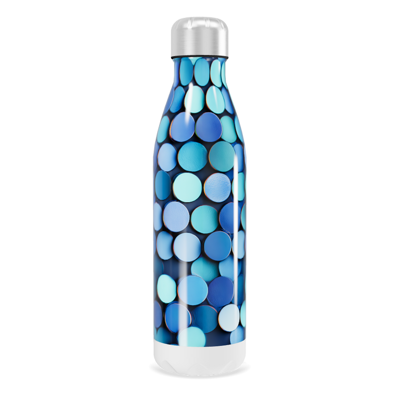 Garrafa Inox - Azul com Bolinhas