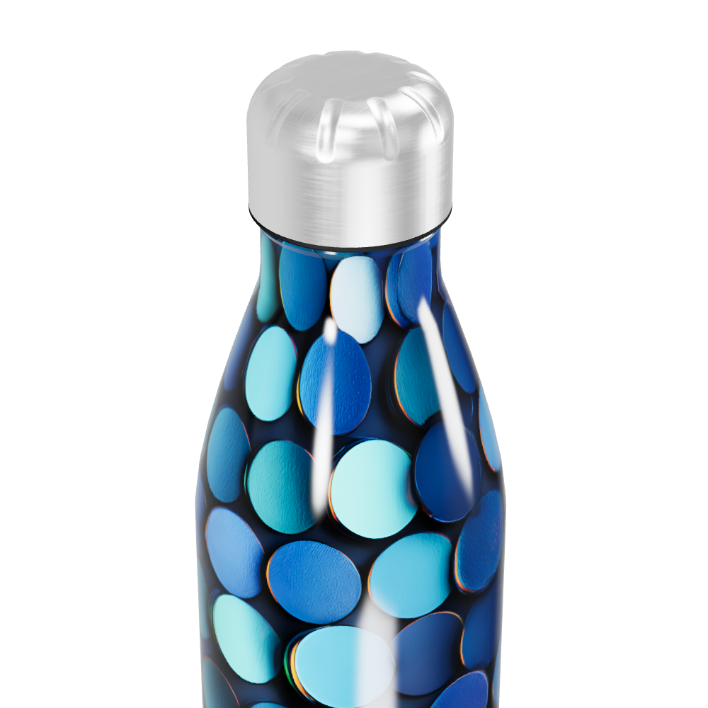 Garrafa Inox - Azul com Bolinhas